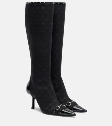 Botas altas Savoy de lona GG con Horsebit Botas altas Savoy de lona GG con Horsebit