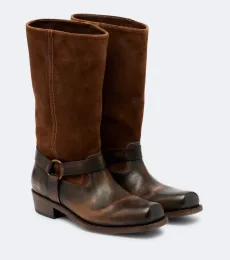 Botas biker de piel y ante Botas biker de piel y ante