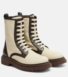 Botas con cordones con piel Botas con cordones con piel