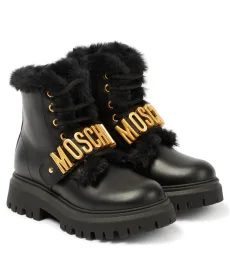 Botas de piel con logo Botas de piel con logo