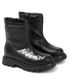 Botas de piel con logo Botas de piel con logo