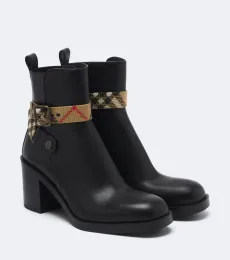 Botines Huntley de piel con Burberry Check