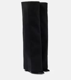 Bottes en laine et cuir