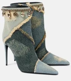 Bottines en denim à ornements Bottines en denim à ornements