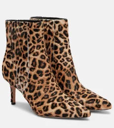 Bottines Lisa 70 en cuir façon poulain à motif léopard