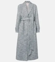 BouclÃ tweed wrap coat