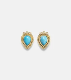 Boucles doreilles Tiara en or 18 ct, diamants et turquoises Boucles doreilles Tiara en or 18 ct, diamants et turquoises