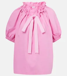Bow-detail cotton jersey top