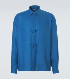 Bow-detail linen shirt