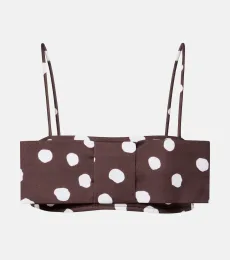 Bow-detail polka-dot cotton-blend bandeau top Bow-detail polka-dot cotton-blend bandeau top