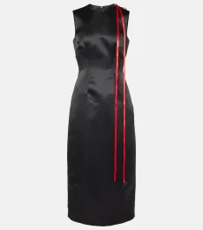 Bow-detail satin midi dress Bow-detail satin midi dress