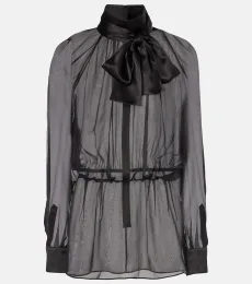 Bow-detail silk chiffon blouse