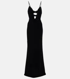 Bow-detail velvet gown Bow-detail velvet gown