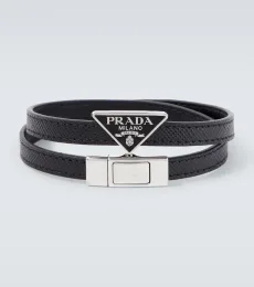 Bracelet en cuir Saffiano à logo Bracelet en cuir Saffiano à logo