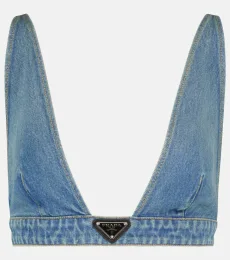Bralette de denim con logo Bralette de denim con logo
