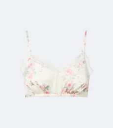 Brassière en satin à dentelle et fleurs Brassière en satin à dentelle et fleurs