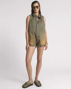 Braxton Mini Utility Canvas Jumpsuit - Desert Rust, MED