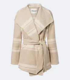 Brea striped wrap coat