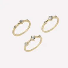 Bridgette Bezel Set Rings - 7 18k Gold Plated Ruby Swarovski Crystals Bridgette Bezel Set Rings - 7 18k Gold Plated Ruby Swarovski Crystals