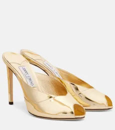 Brigitte 100 mirrored leather mules Brigitte 100 mirrored leather mules