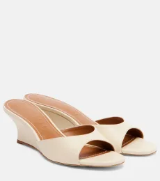 Brigitte leather wedge mules
