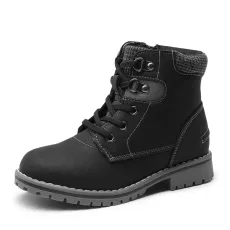 BRUNO MARC Kids Zipper Leather Ankle Boots