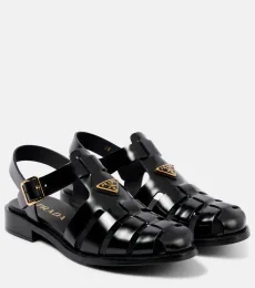 Brushed leather fisherman sandals