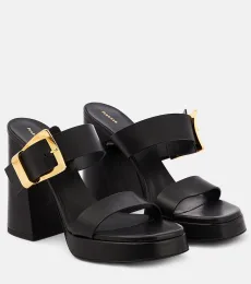 Buckle Slide leather platform mules Buckle Slide leather platform mules