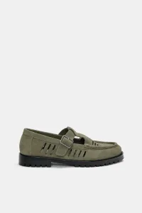 Buckled Leather Shoes - Khaki Buckled Leather Shoes - Khaki