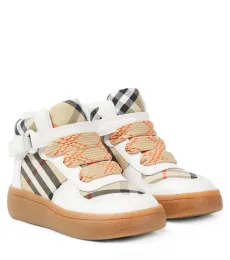 Burberry Check leather and canvas sneakers Burberry Check leather and canvas sneakers