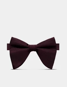 Burgundy Repp Silk Large Bow Tie Ready Tied Plain Men's Burgundy Repp Silk Large Bow Tie Ready Tied Plain Men's