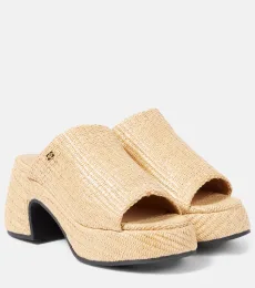 Butterfly raffia platform mules Butterfly raffia platform mules