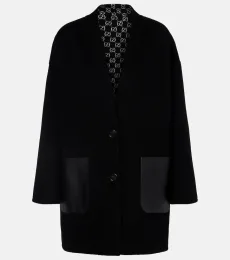 Caban reversible leather-trimmed wool coat Caban reversible leather-trimmed wool coat