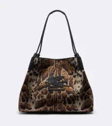 Cabas Libra Large en velours à motif léopard