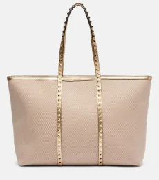 Cabas Rockstud Large en cuir et toile Cabas Rockstud Large en cuir et toile