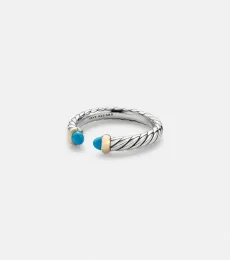 Cable Collectibles Petite Cable sterling silver ring with turquoises Cable Collectibles Petite Cable sterling silver ring with turquoises