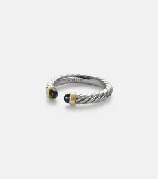 Cable Collectibles Petite Cable sterling silver ring with onyx Cable Collectibles Petite Cable sterling silver ring with onyx