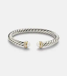 Cable Flex sterling silver and 14kt gold cuff bracelet with diamonds and pearls Cable Flex sterling silver and 14kt gold cuff bracelet with diamonds and pearls