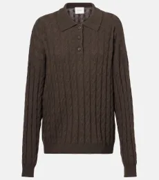 Cable-knit cashmere polo sweater Cable-knit cashmere polo sweater