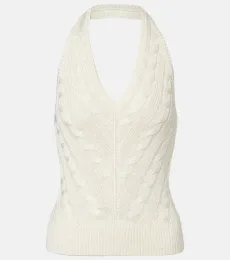 Cable-knit halterneck silk top Cable-knit halterneck silk top