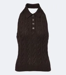 Cable-knit silk halterneck top Cable-knit silk halterneck top