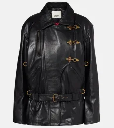 Caitlyn belted leather jacket Caitlyn belted leather jacket