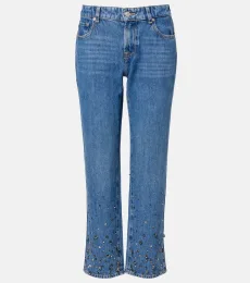 Calie embellished cropped straight jeans