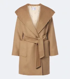 Camel hair wrap coat