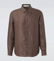 Camisa de lino con piedra de sol naranja Camisa de lino con piedra de sol naranja