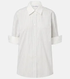 Camisa de popelín de algodón a rayas Camisa de popelín de algodón a rayas