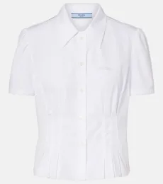 Camisa de popelín de algodón fruncida