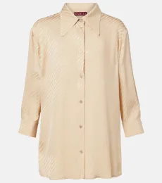 Camisa de seda a rayas con GG