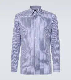 Camisa en mezcla de algodón a rayas Camisa en mezcla de algodón a rayas