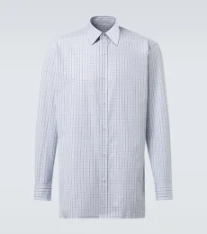 Camisa en popelín de algodón a cuadros